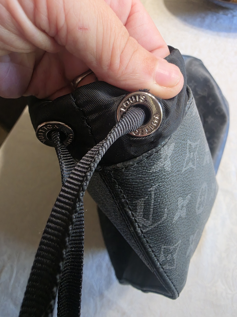Louis Vuitton Black Monogram Fragment Tokyo Drawstring Tote - Picture 4 of 9